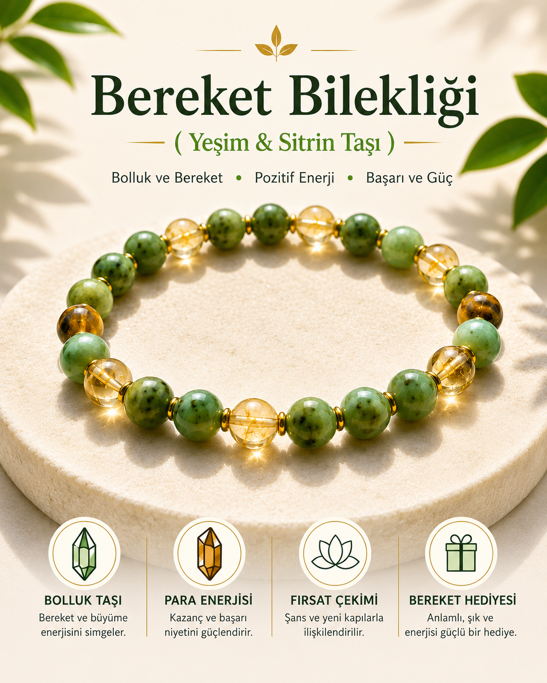 Bolluk ve Bereket Taşı Bilekliği