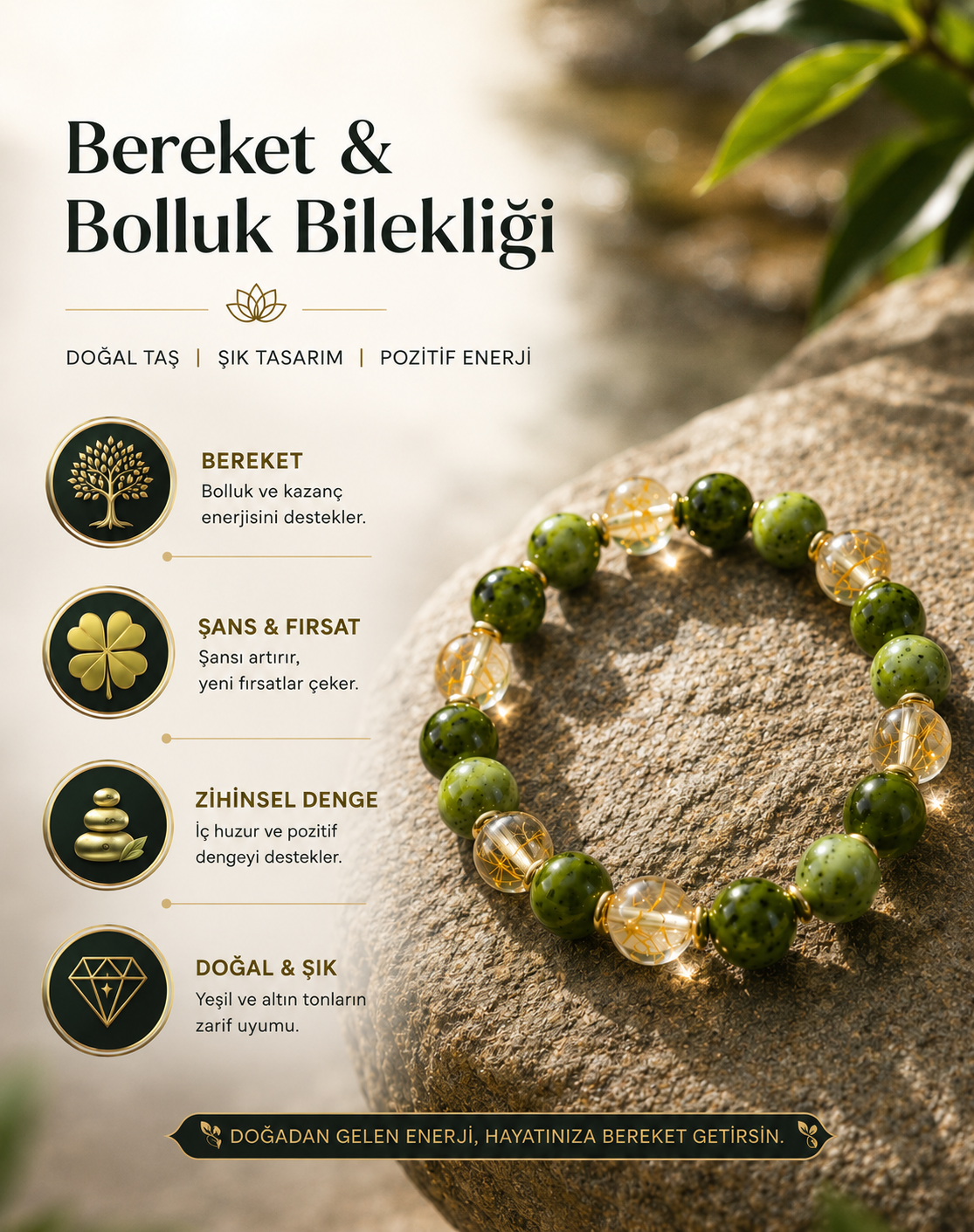 Bolluk ve Bereket Taşı Bilekliği